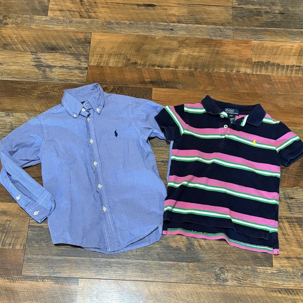 Polo by Ralph Lauren Kids Blue Button-Down and Striped Polo‎